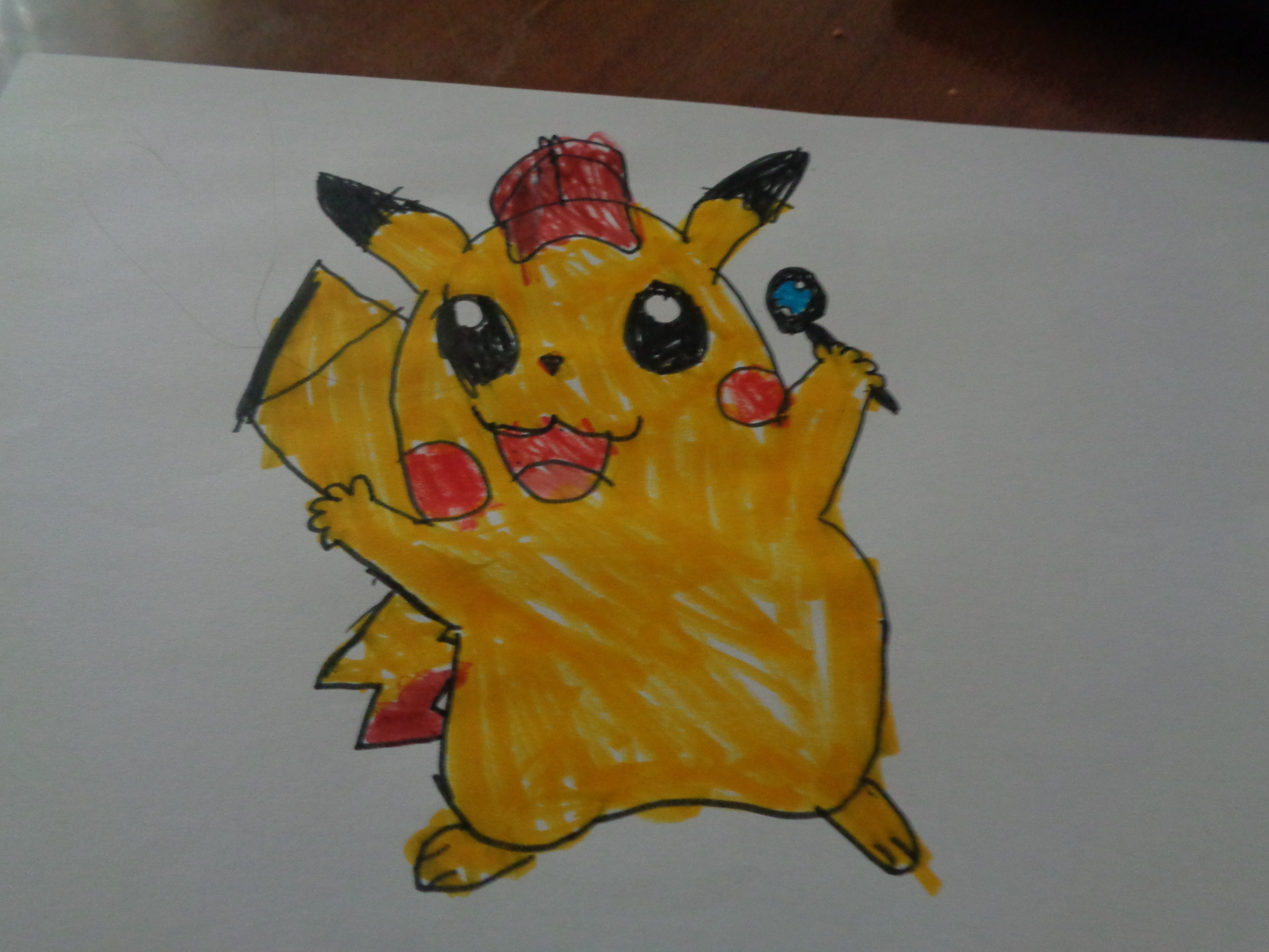 child's drawing of pikachu